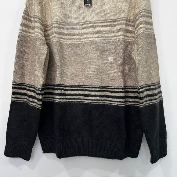 Express Crew-Neck Color-Block Thick Sweater Size Large Brown Black Warm - Picture 7 of 8